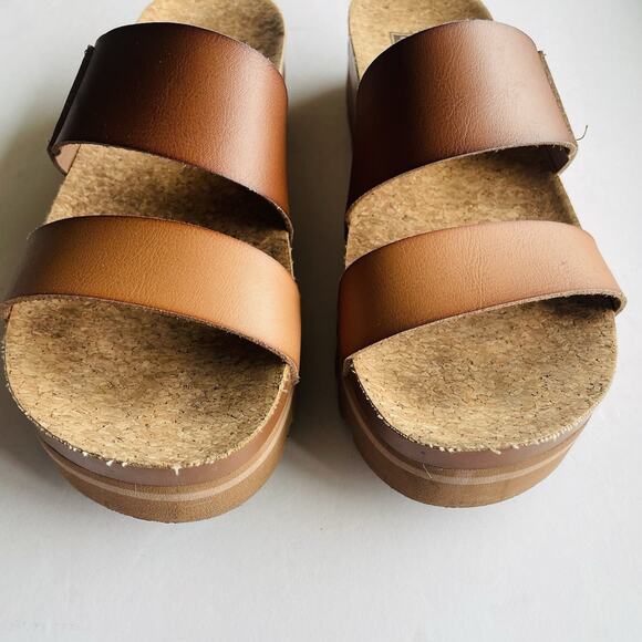 REEF Cushion Vista Hi Platform Sandal Brown Summer Boho Hippie Comfort Slip On-8 - Picture 4 of 8